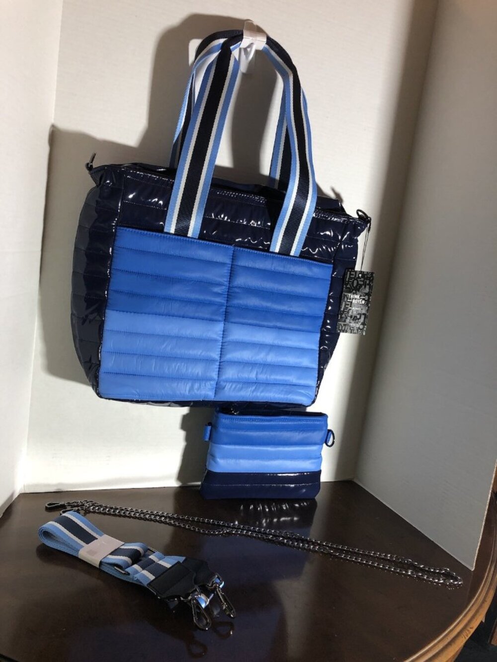 Think Royln Tote With Crossbody Bag In Blue 17” x 12” x 4.5”